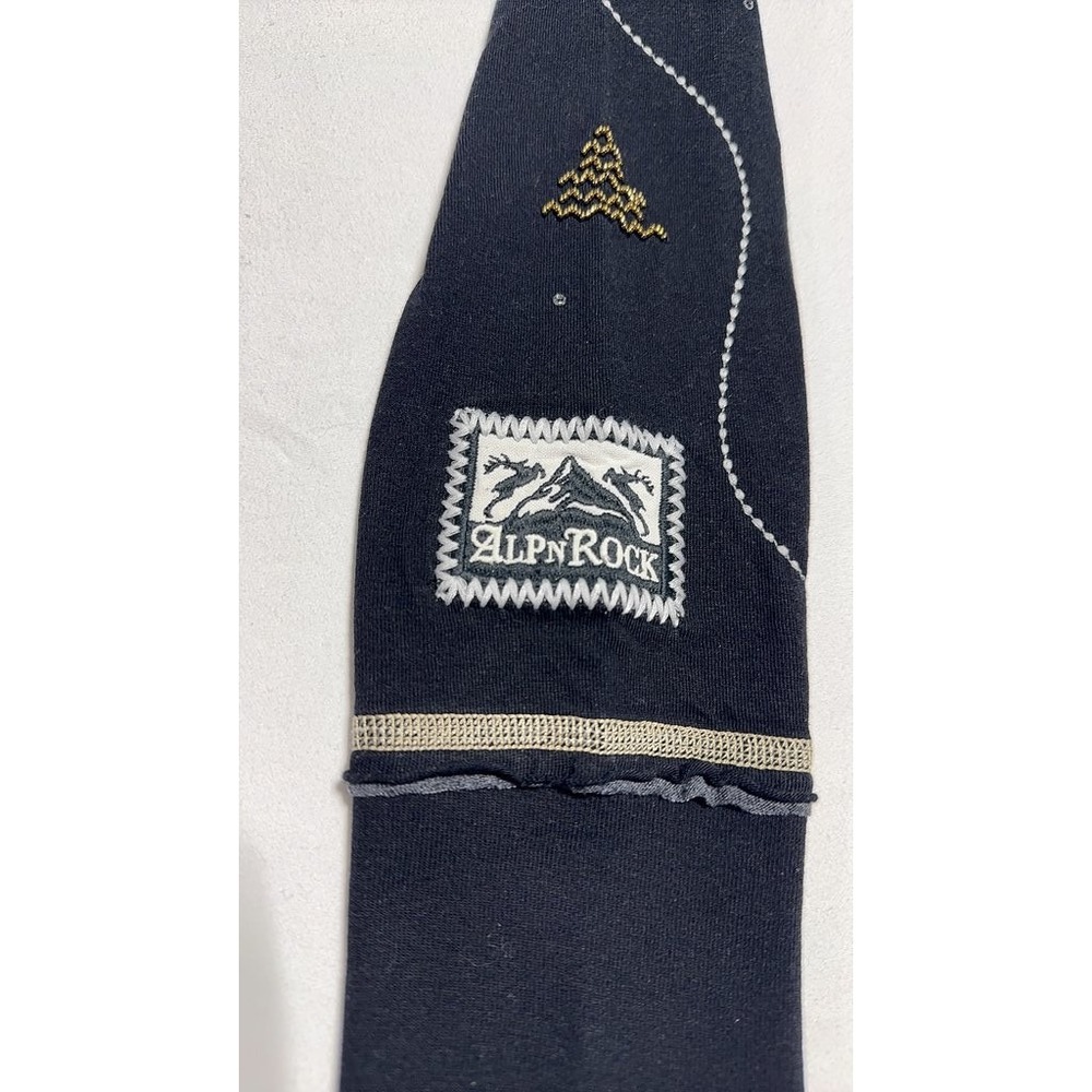 Alp n Rock Womens Long Sleeve Embroidered Shirt Black Cotton Casual Size M
